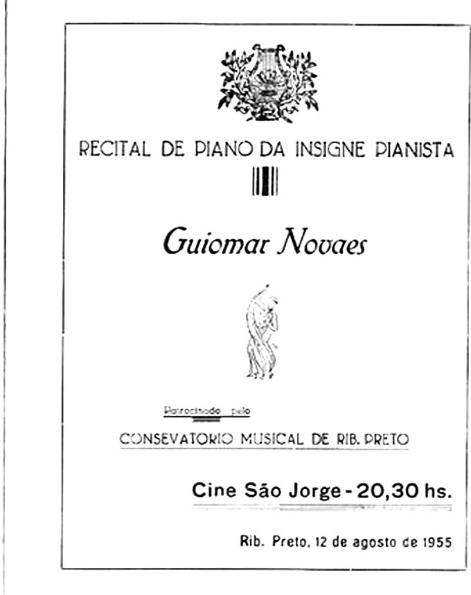 Programa de recital de Guiomar Novaes em Ribeirão Preto, 1955