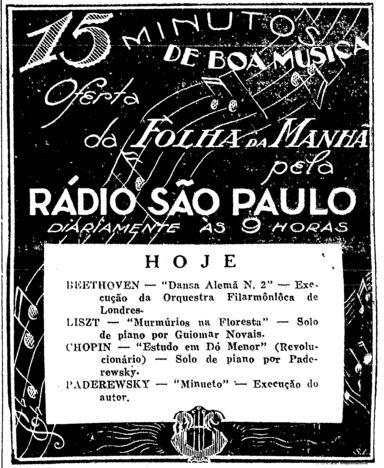 Recorte de jornal sobre Guiomar Novaes