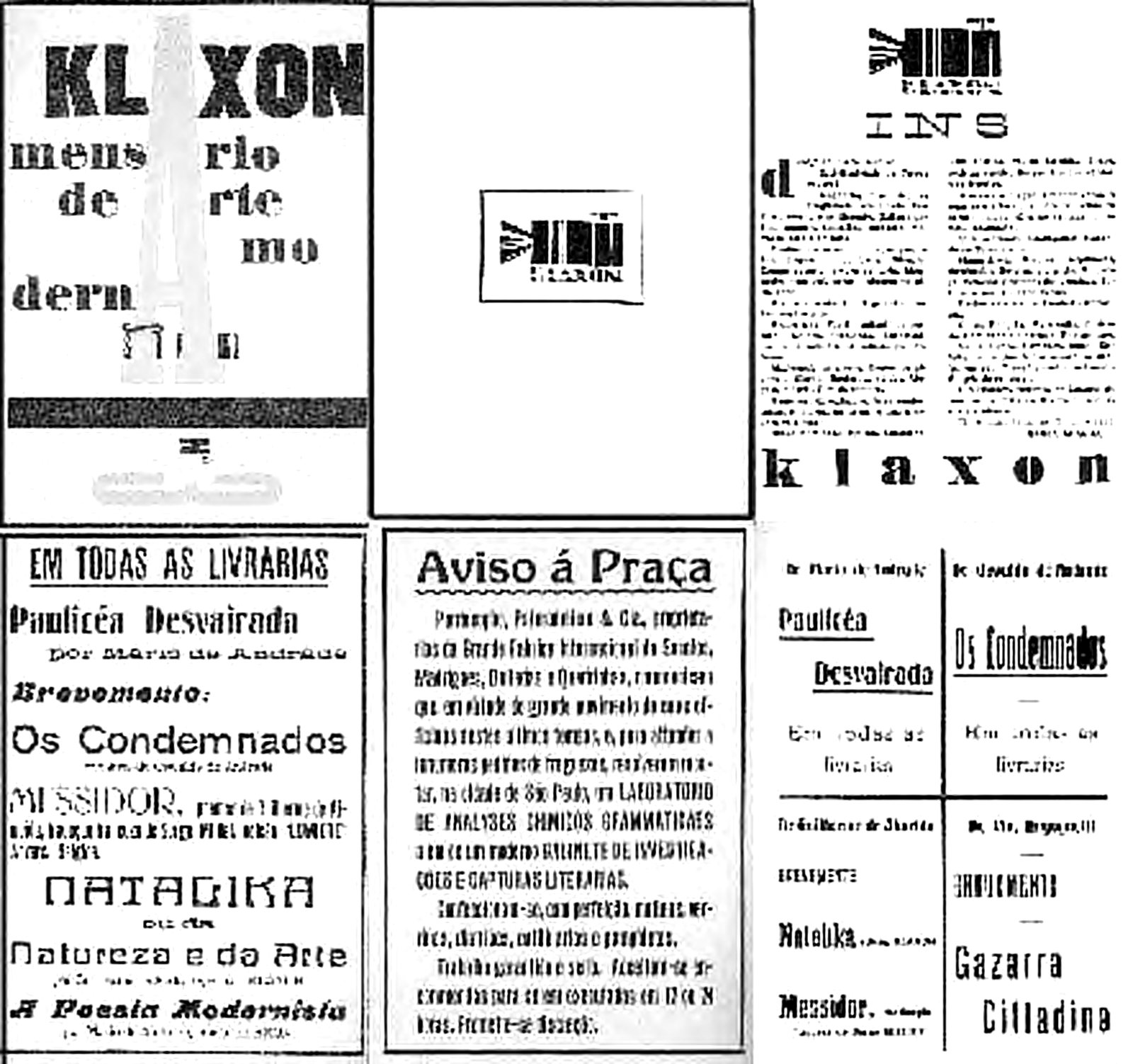 Página da revista Klaxon, marco do modernismo brasileiro
